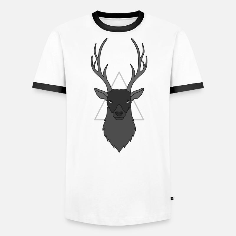 Rothirsch Geweih mit Hirschgeweih Männer Kontrast-T-Shirt