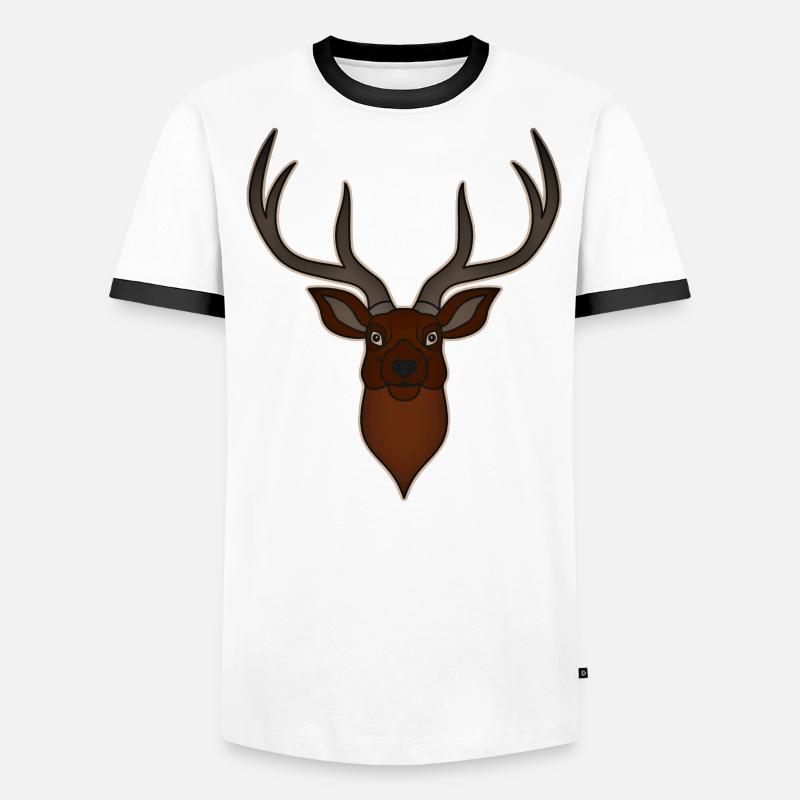 Rothirsch Geweih mit Hirschgeweih Männer Kontrast-T-Shirt
