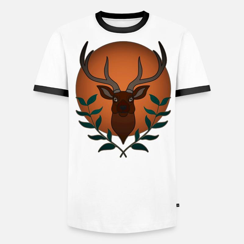 Rothirsch Geweih mit Hirschgeweih Männer Kontrast-T-Shirt