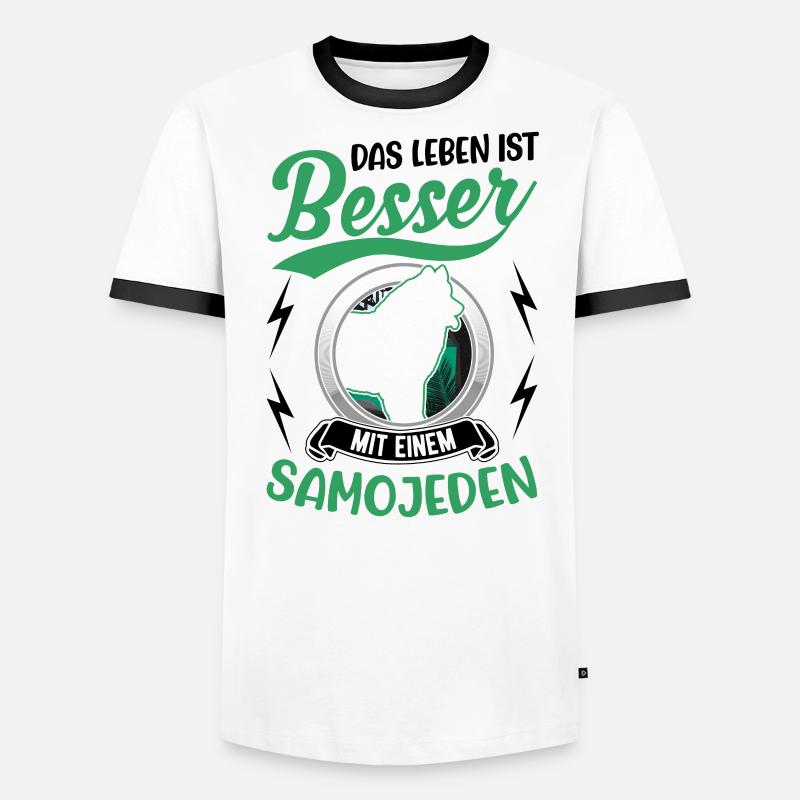 Das Leben ist besser mit einem Samojeden Männer Kontrast-T-Shirt