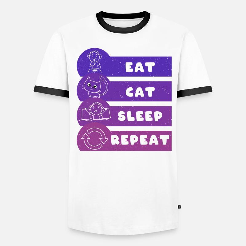 Manger Chat Dormir Répéter T-shirt contrasté Homme