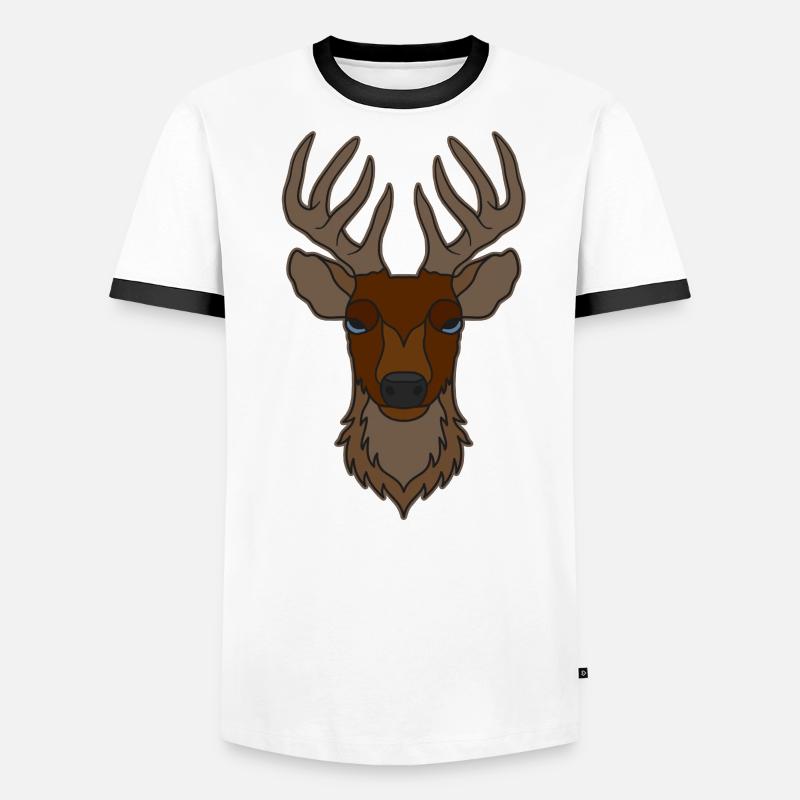 Rothirsch Geweih mit Hirschgeweih Männer Kontrast-T-Shirt