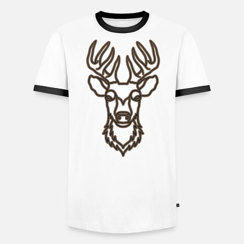 Rothirsch Geweih mit Hirschgeweih Männer Kontrast-T-Shirt