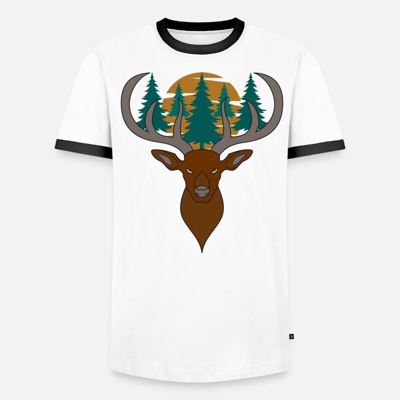 Rothirsch Geweih mit Hirschgeweih Männer Kontrast-T-Shirt