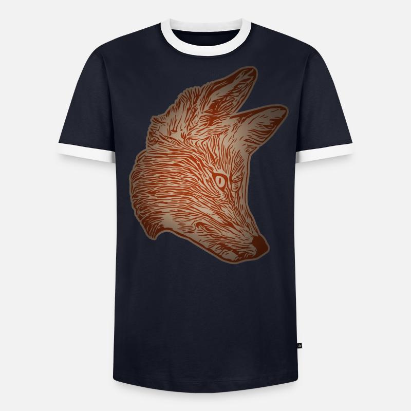 Fuchs Waldtier Design mit Tierkopf Männer Kontrast-T-Shirt