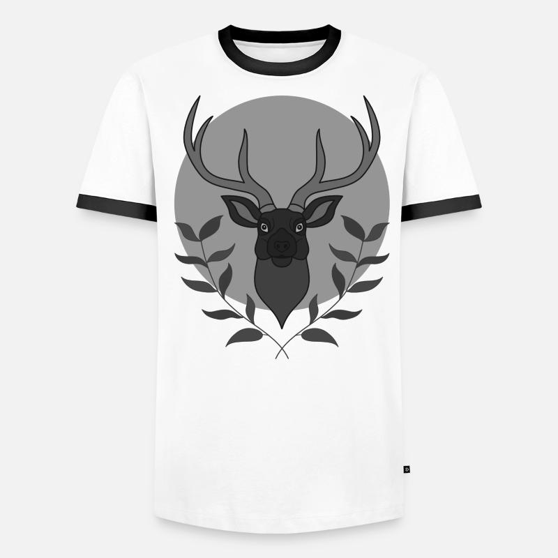 Rothirsch Geweih mit Hirschgeweih Männer Kontrast-T-Shirt