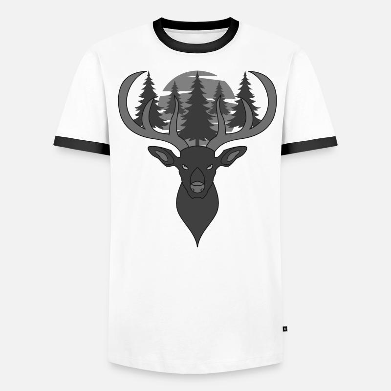 Rothirsch Geweih mit Hirschgeweih Männer Kontrast-T-Shirt