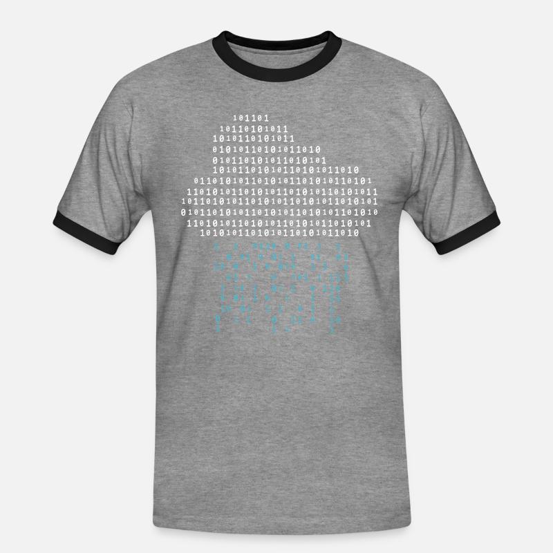 Programmierer - binary code cloud rain - Männer Kontrast-T-Shirt - Grau meliert/Schwarz