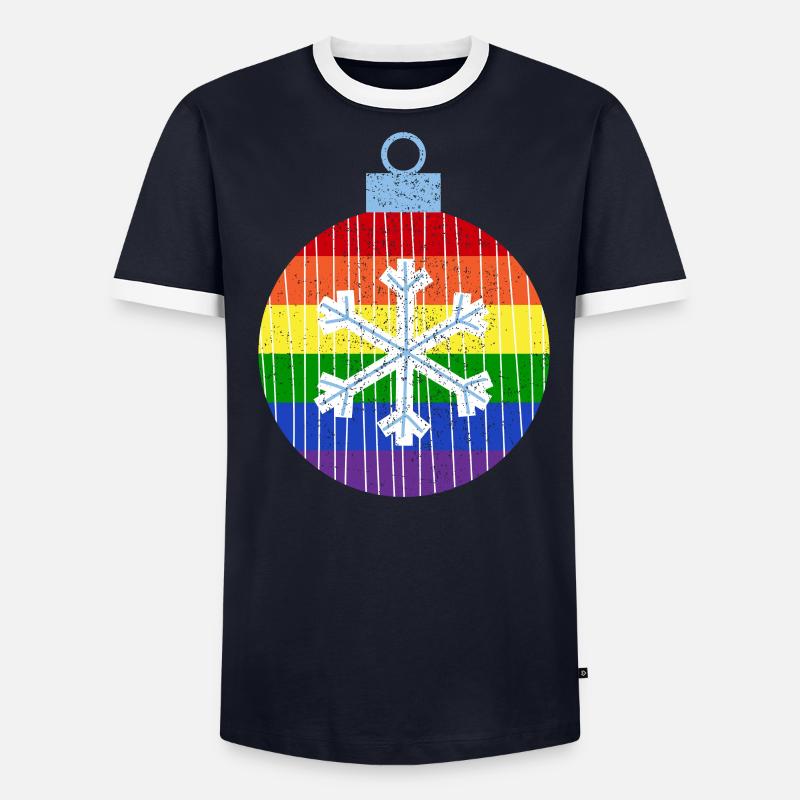 Regenbogen Weihnachtskugel Queer Gay Pride - Männer Kontrast-T-Shirt - undefined