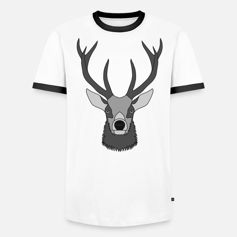 Rothirsch Geweih mit Hirschgeweih Männer Kontrast-T-Shirt