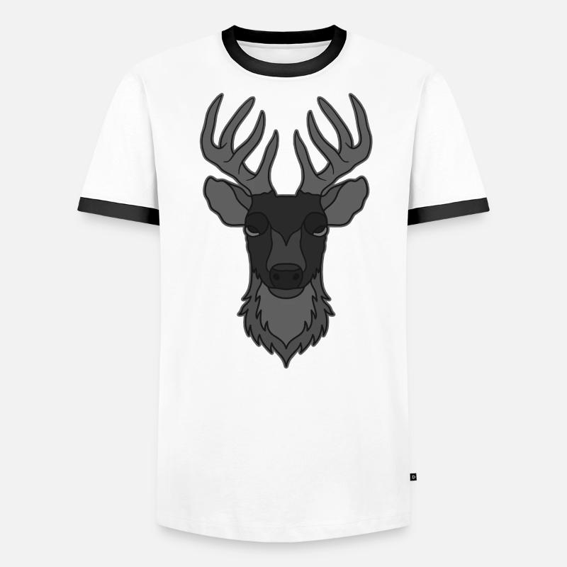 Rothirsch Geweih mit Hirschgeweih Männer Kontrast-T-Shirt