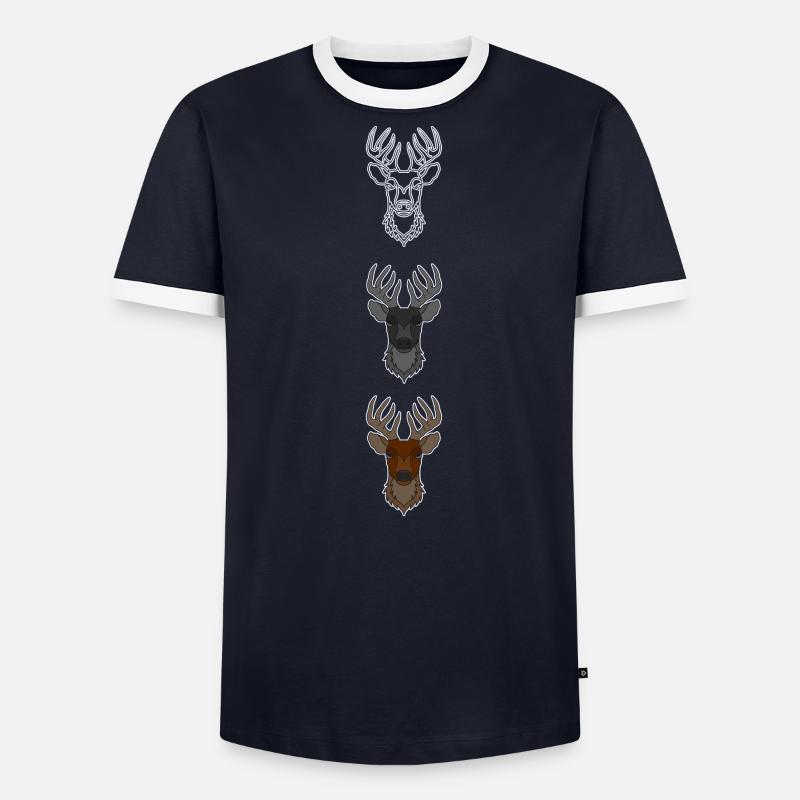 Rothirsch Geweih mit Hirschgeweih Männer Kontrast-T-Shirt