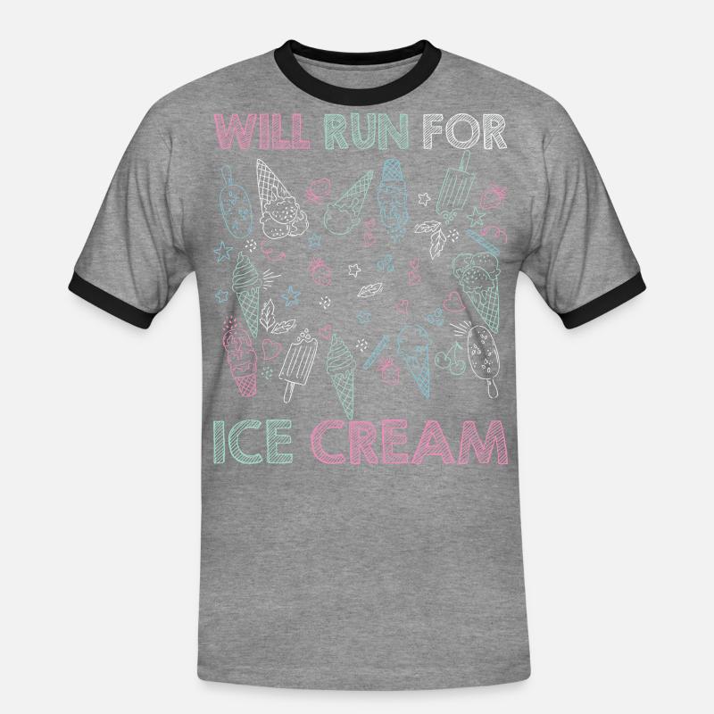 Eiscreme logo Sommer Softeis Geschenkidee - Männer Kontrast-T-Shirt - Grau meliert/Schwarz