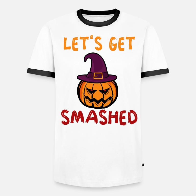 Let’s Get Smashed Pumpkin Lantern Witch Halloween T-shirt contrasté Homme