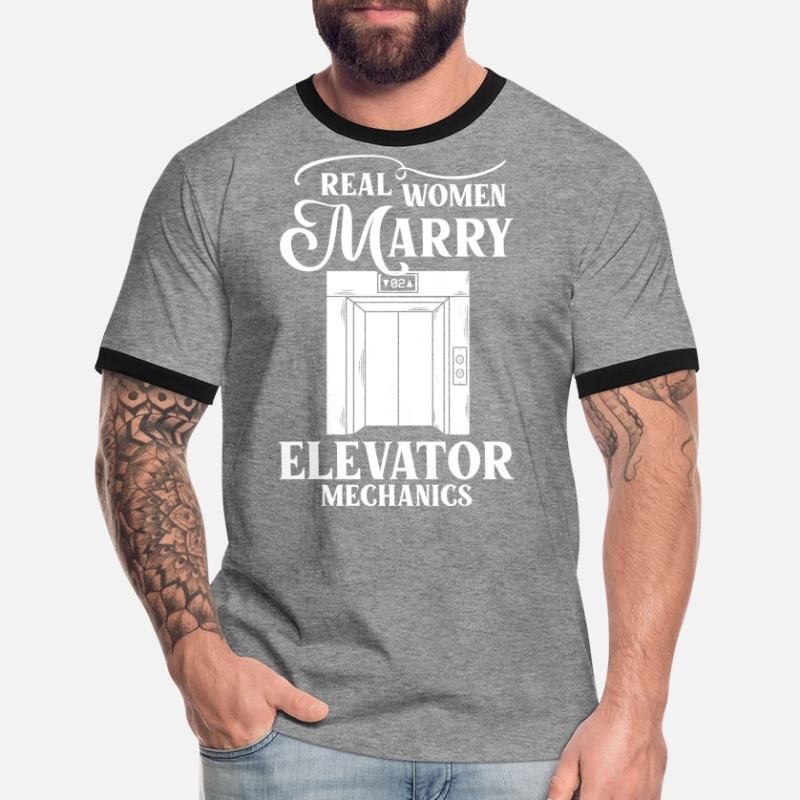 Elevator Elevator System Technician Woman Elevator Elevator Men's Ringer Shirt