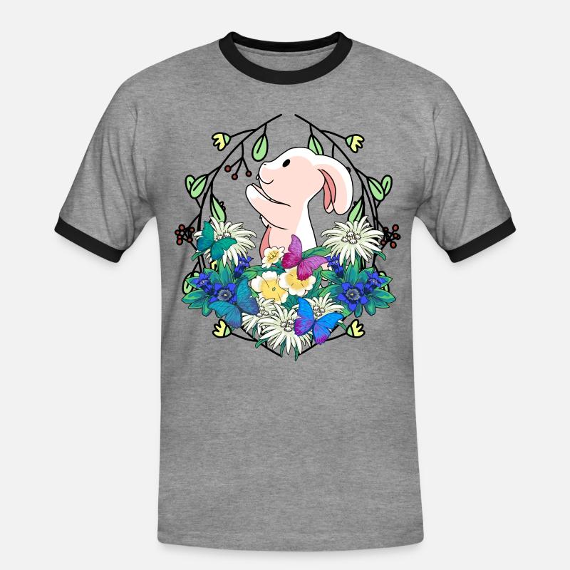 Early Spring Rabbit Easter Nature - Men's Ringer Shirt - heather grey/black