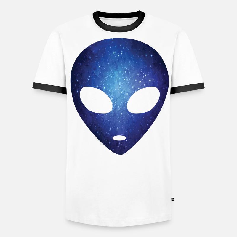 Psychedelic Alien Head Cosmic Galaxy Outer Space Men's Ringer Shirt