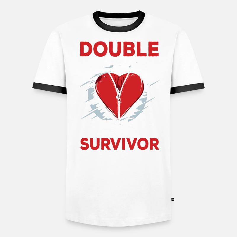 Double heart attack Surviving heart attack Men's Ringer Shirt