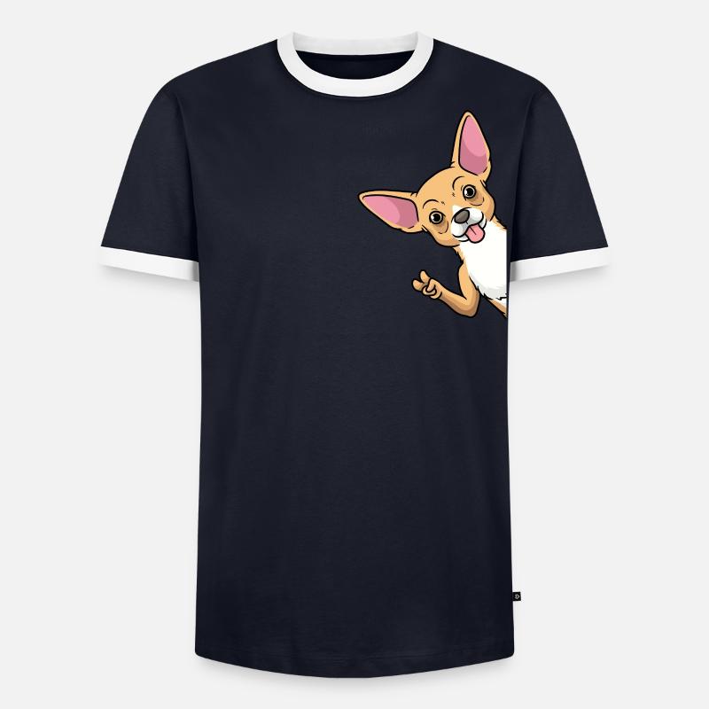 Chiweenie chien de côté T-shirt contrasté Homme