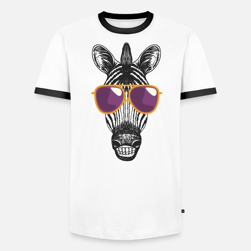 Zebra Mit Sonnenbrille Männer Kontrast-T-Shirt