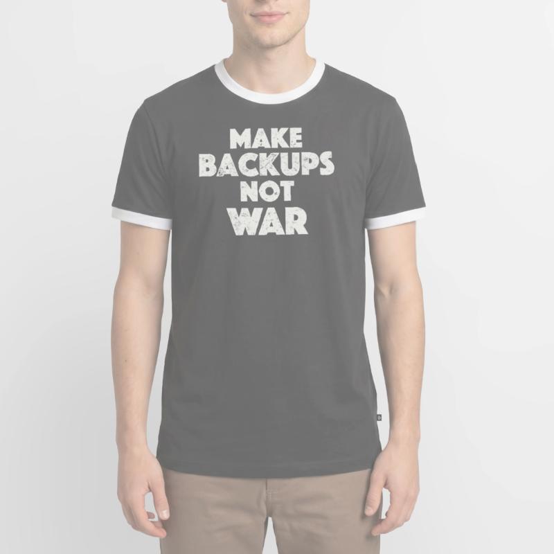 Admin Make Backups Data Backup IT Computer Men's Ringer Shirt