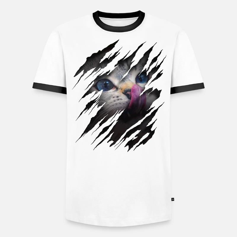 Chat avec égratignure - Visage de chat Chat à gratter Chat T-shirt contrasté Homme