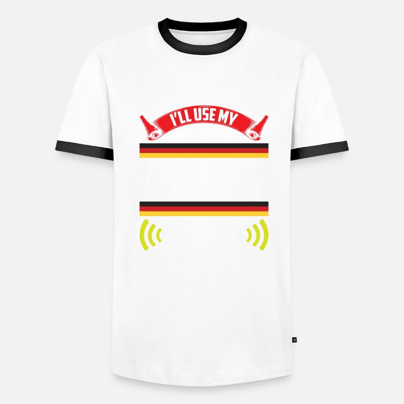 Sei Nett Oder Ich Benutze Meine Deutsche Stimme Männer Kontrast-T-Shirt