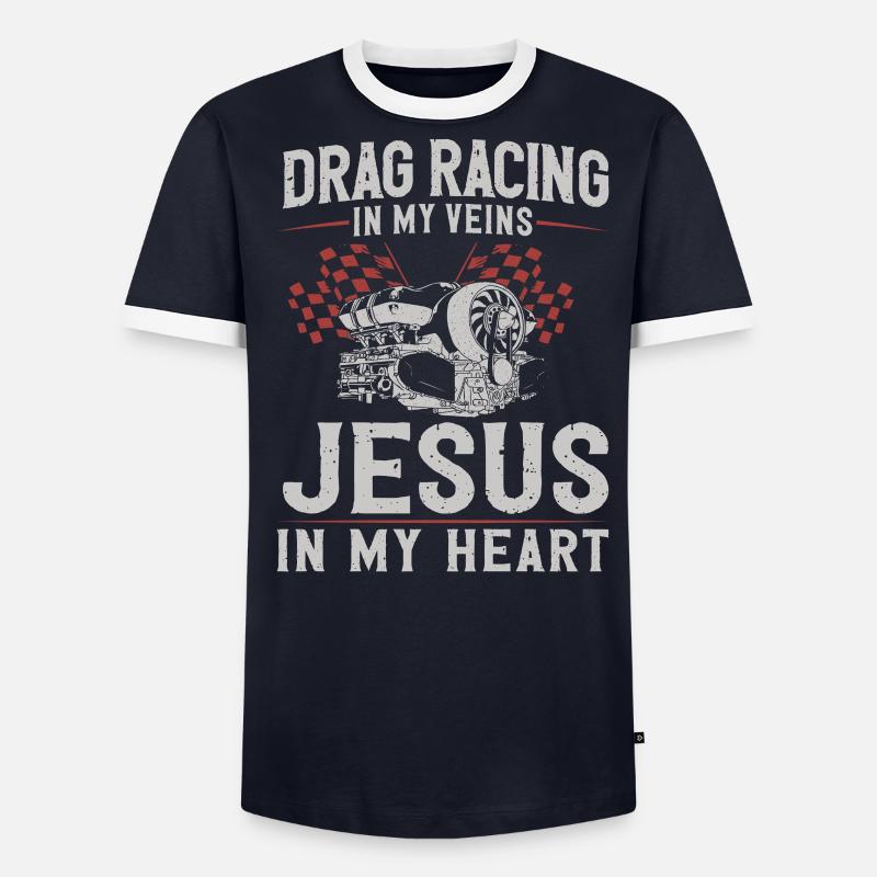 Course de dragsters Course de voitures Course de dragsters T-shirt contrasté Homme