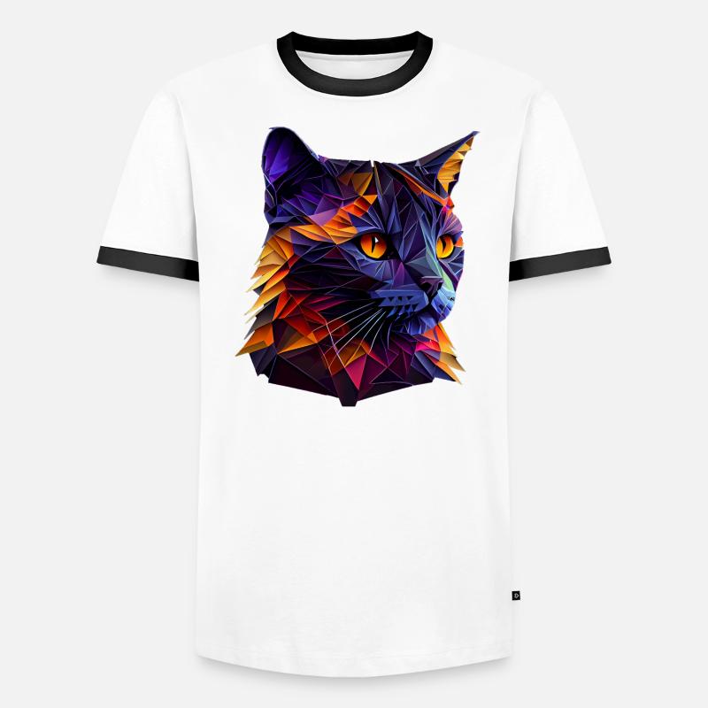 Chaton Chaton Chat Polygone Chat T-shirt contrasté Homme