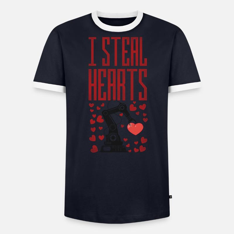 Robot Robotics Engineer Valentines - Männer Kontrast-T-Shirt - undefined