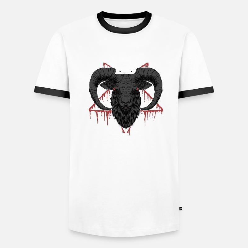 Satan Beelzebub Devil Gothic Pentagram Mystical Men's Ringer Shirt