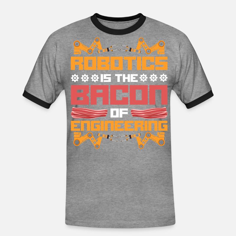Robot Robotics Engineer Bacon - Männer Kontrast-T-Shirt - Grau meliert/Schwarz