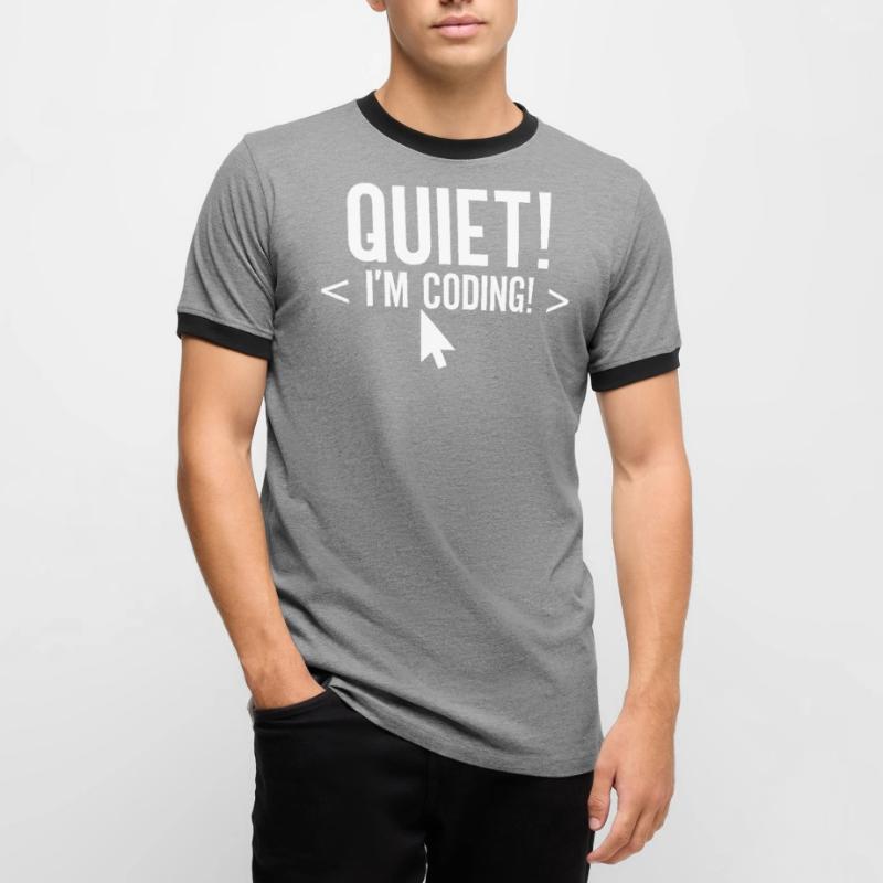 Leise Ich Programmiere Coding Programmieren Coder Männer Kontrast-T-Shirt