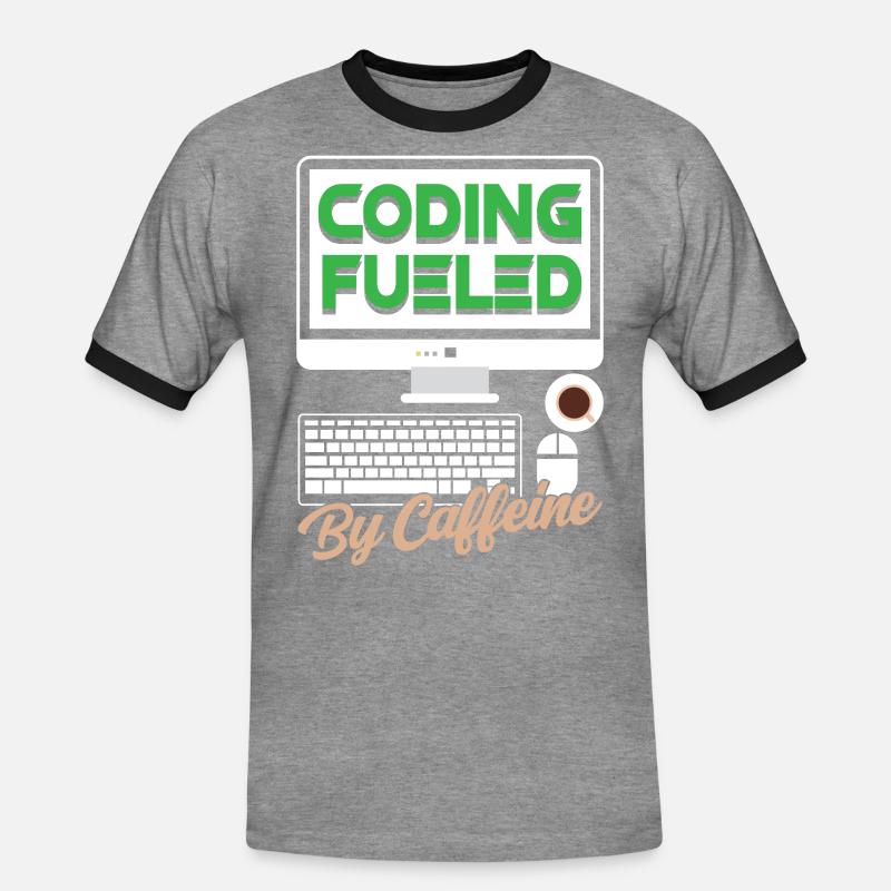 Programmieren Angetrieben Durch Koffein Coding - Männer Kontrast-T-Shirt - Grau meliert/Schwarz