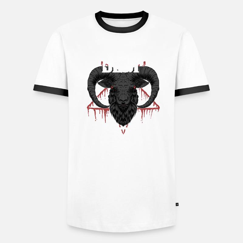 Satan Beelzebub Devil Gothic Pentagram Mystical Men's Ringer Shirt