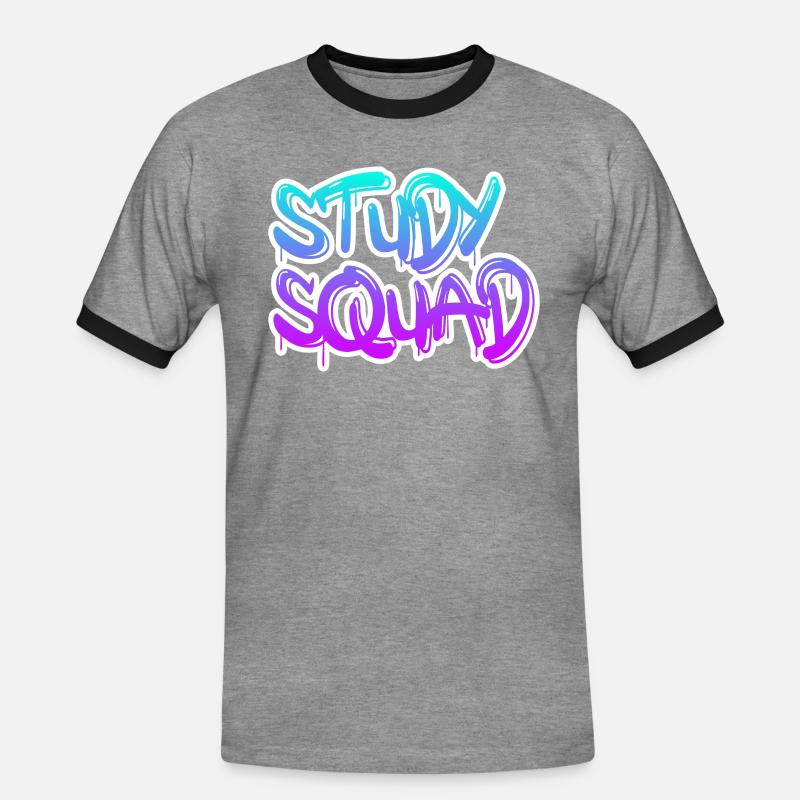 study squad - Männer Kontrast-T-Shirt - Grau meliert/Schwarz