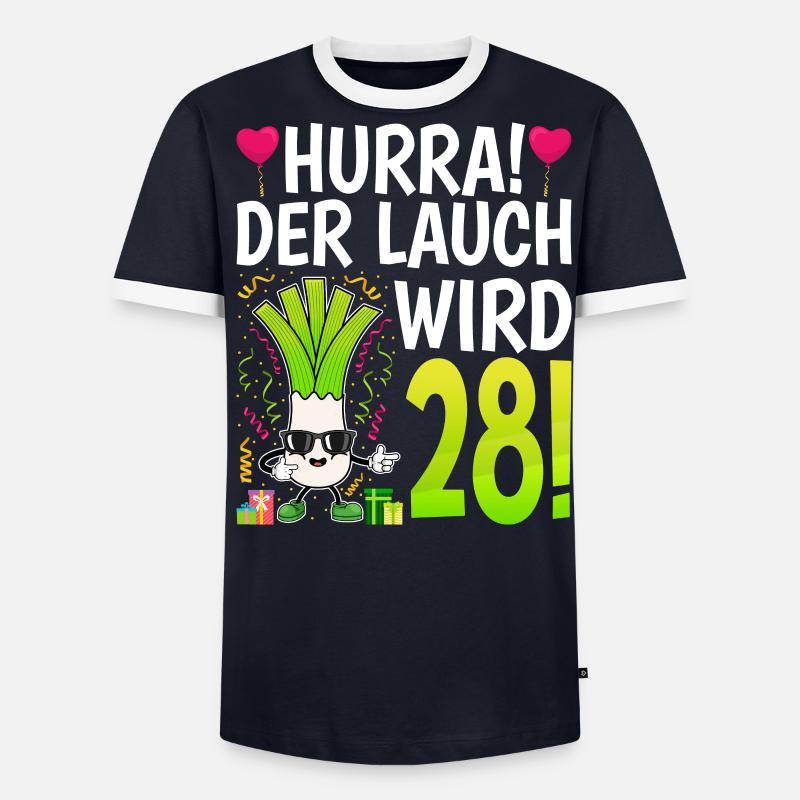 Hurra der Lauch wird 28 - Männer Kontrast-T-Shirt - undefined