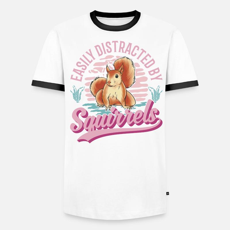 Facilement distrait par les écureuils Eichhörnchen T-shirt contrasté Homme