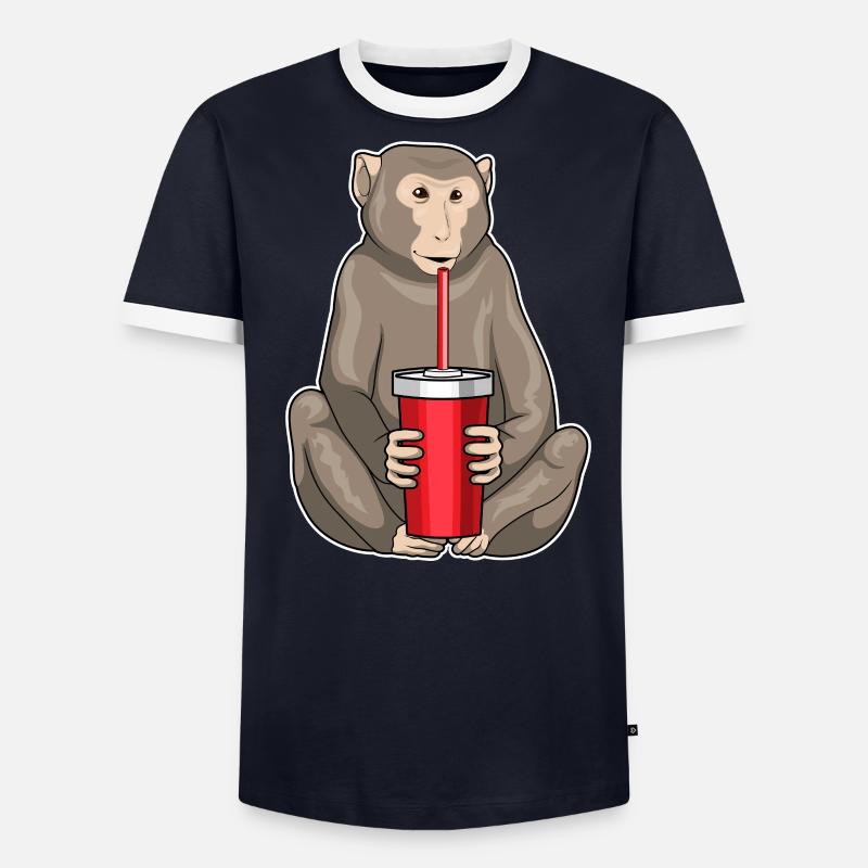 Monkey drinking cup - Men's Ringer Shirt - undefined