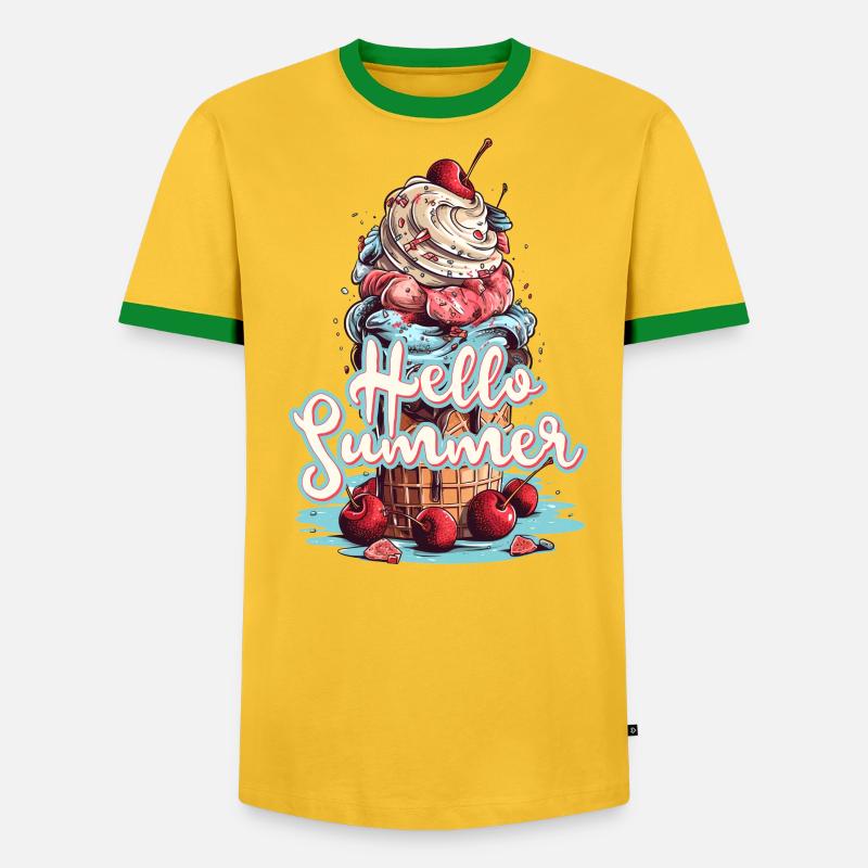 Hello Summer Eis Eiscreme Eisdiele - Männer Kontrast-T-Shirt - undefined