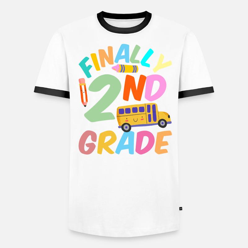 Finally Second Grade Teacher School Second Grader Men's Ringer Shirt