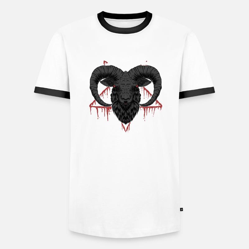 Satan Beelzebub Devil Gothic Pentagram Mystical Men's Ringer Shirt
