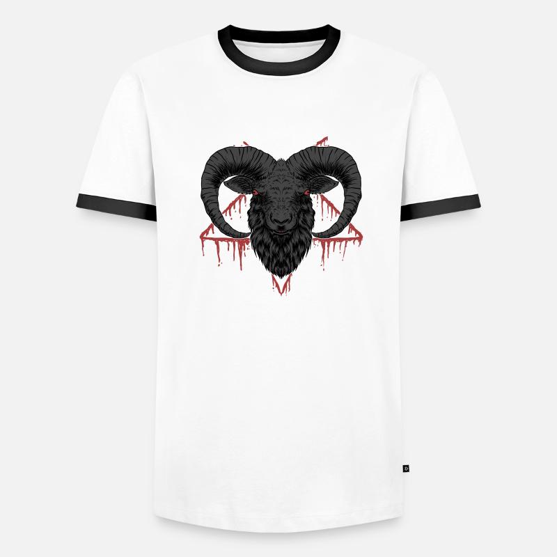 Satan Beelzebub Devil Gothic Pentagram Mystical Men's Ringer Shirt