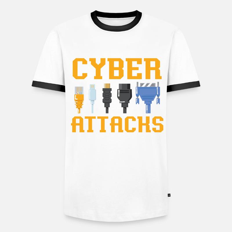 In Case Of Cyber Attacks Just Pull Cables Männer Kontrast-T-Shirt