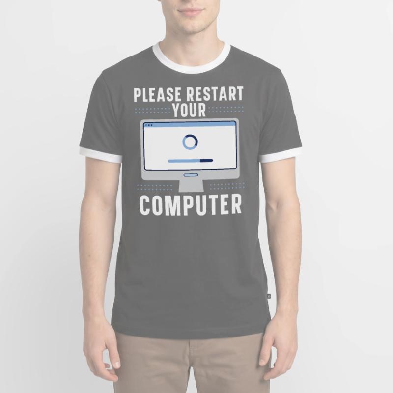 Please Restart Your Computer Coding Tech Support Männer Kontrast-T-Shirt