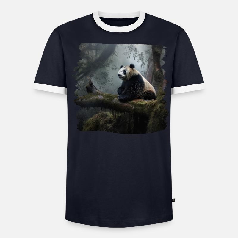 Pandas réaliste Panda Panda géant T-shirt contrasté Homme