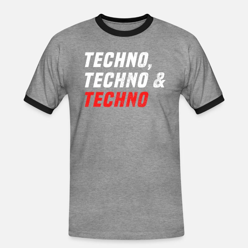 Techno Techno Techno - Männer Kontrast-T-Shirt - Grau meliert/Schwarz