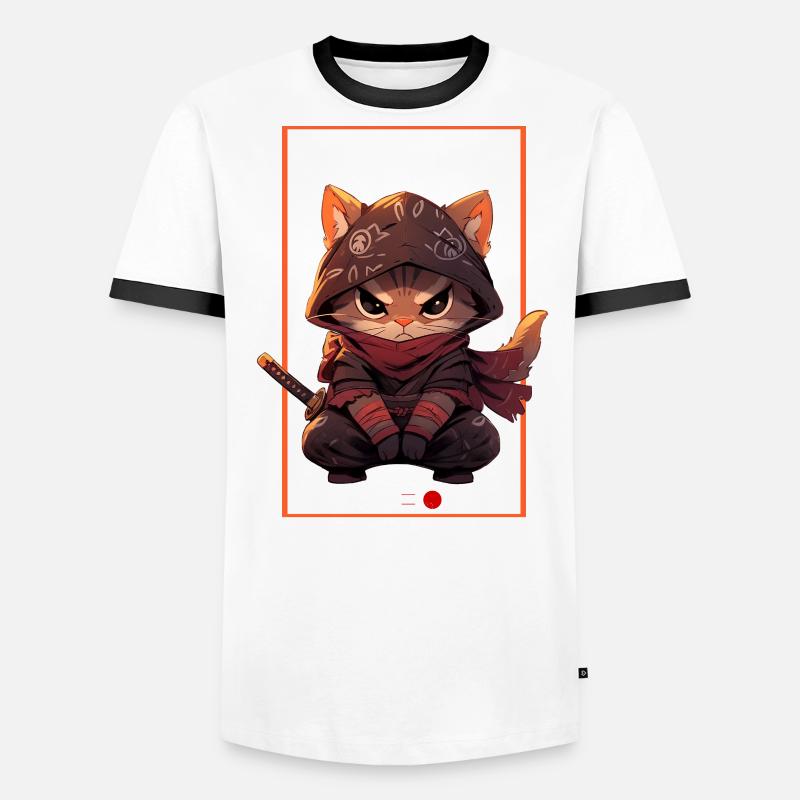 Asia Cat Japanese Samurai Samurai Men's Ringer Shirt