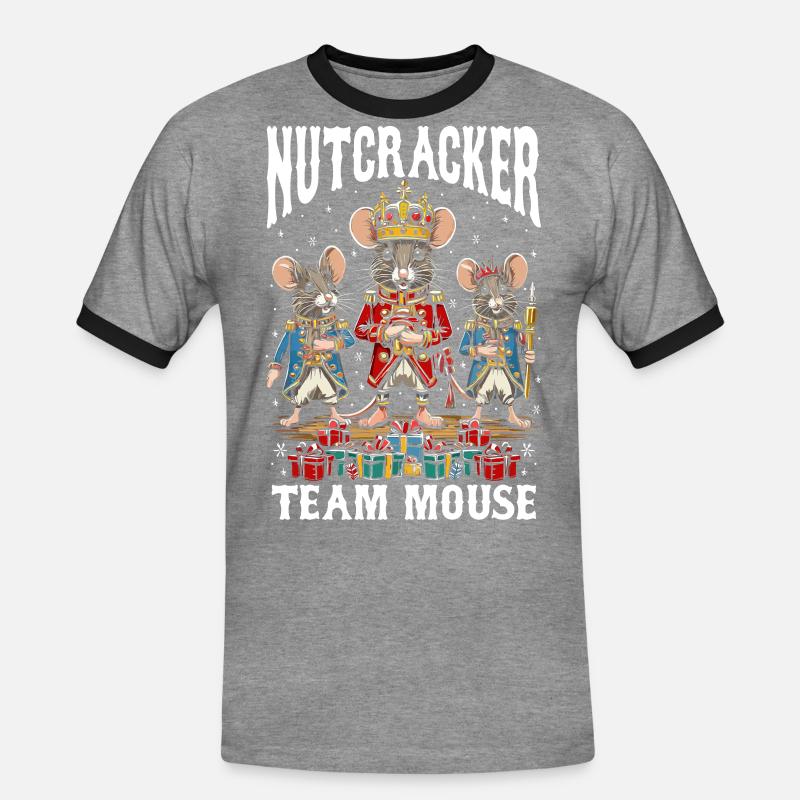 Nutcracker Team Mouse - Männer Kontrast-T-Shirt - Grau meliert/Schwarz