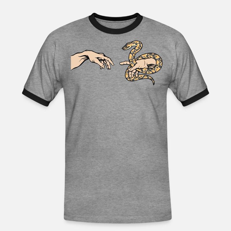 Python Amour Drôle Python Serpent - T-shirt contrasté Homme - gris chiné/noir